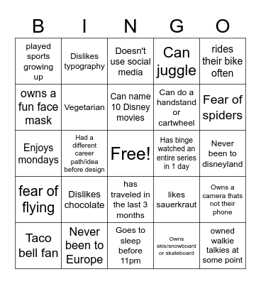 Amplitude Design Crew Bingo Card