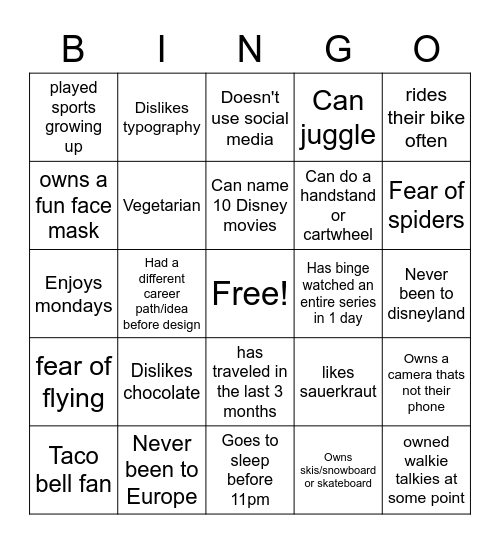 Amplitude Design Crew Bingo Card