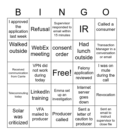 Untitled Bingo Card