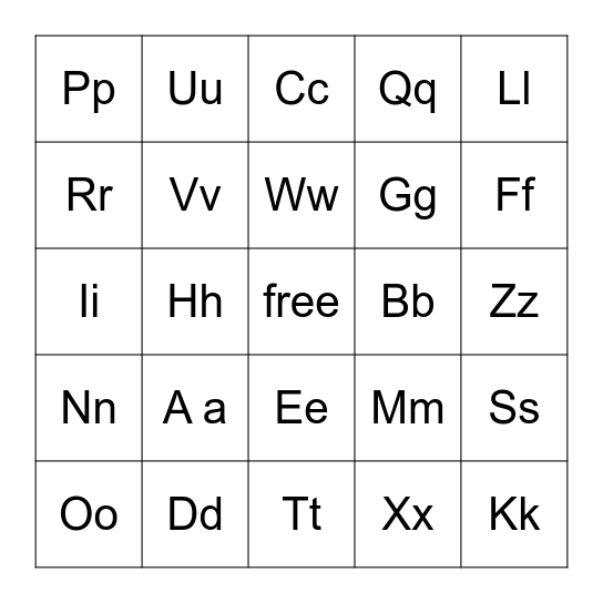 ABC BINGO Card