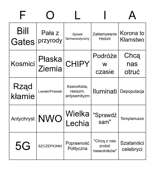 Foliarskie Bingo Card