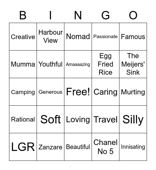 Kirsty's Birthday Bingo Card