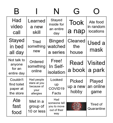 Quarantine Bingo Card