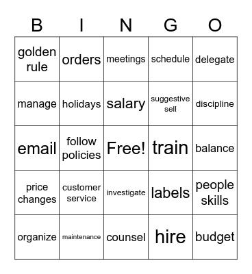 The Things We Do... Bingo Card