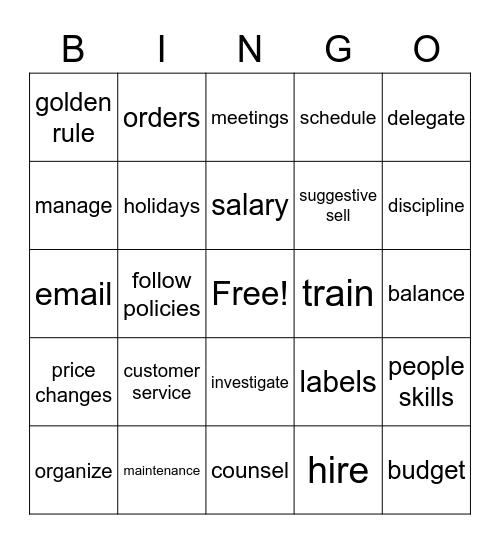 The Things We Do... Bingo Card