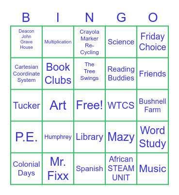 2nd GRADE IS FUN!! Bingo Card