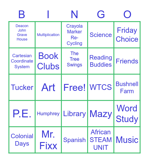 2nd GRADE IS FUN!! Bingo Card