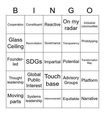 Jargon Bingo Card