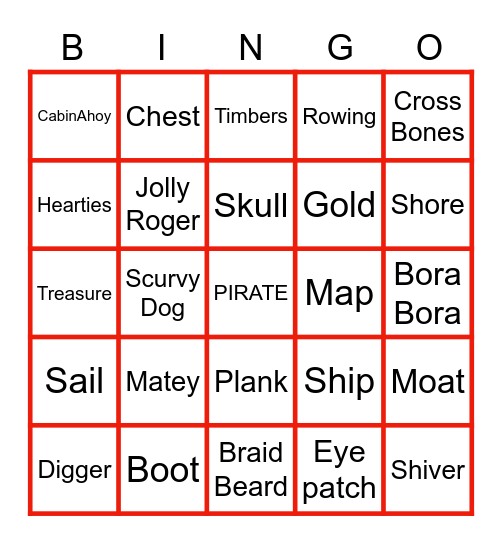 Pirate Bingo!! Bingo Card