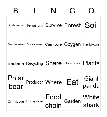 Sharing our planet Bingo Card