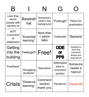 WStaff distance bingo Card