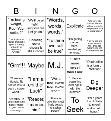 AP Englishisms Bingo Card
