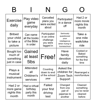 RCCG Victory Temple Game Night! Bingo Card