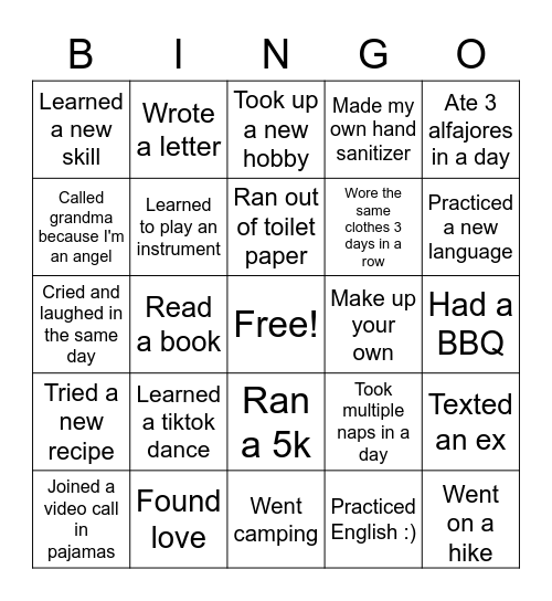 Corona Bingo Card