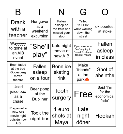 Bonn Bingo Card