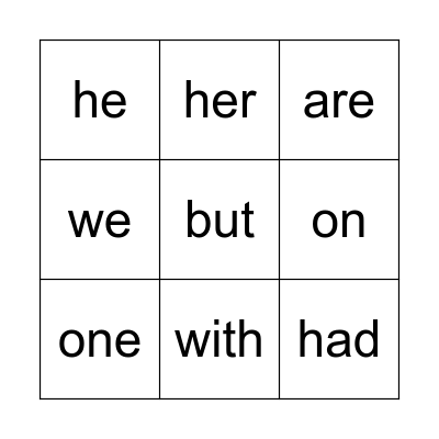 Red Sight Words Bingo Card