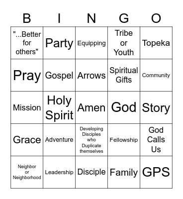 GCC Sermon Bingo Card