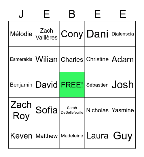 Jeunesse EBEE Bingo Card