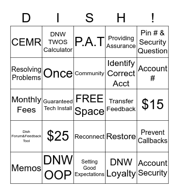 DNW Bingo Card