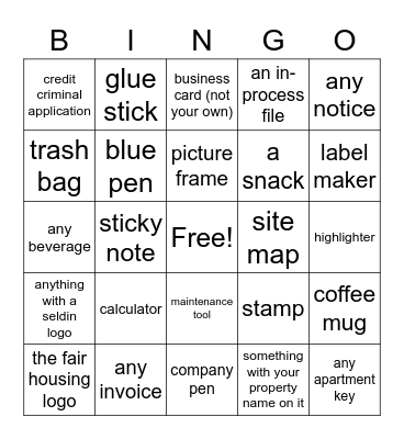 Property Management BINGO Card