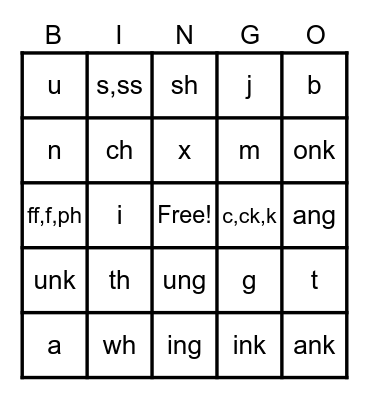 What Sounds Make? Bingo Card