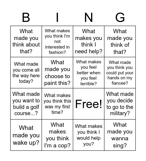 What Makes You... Bingo Card