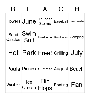Ms. Wisnew's Summer Bingo Card