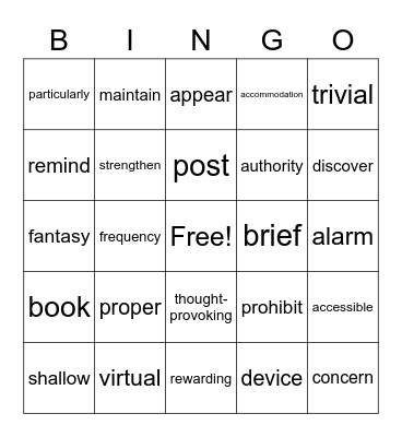 Welcome Back To School Bingo Card