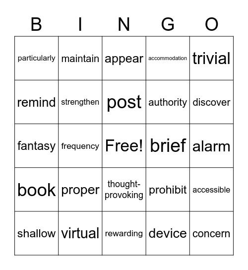 Welcome Back To School Bingo Card