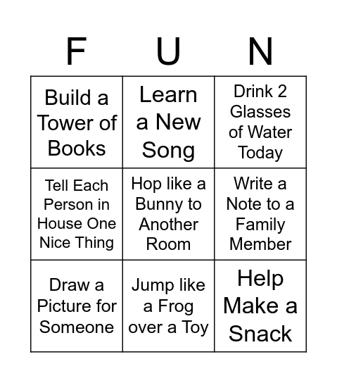 KIDS JUST WANT TO HAVE Bingo Card