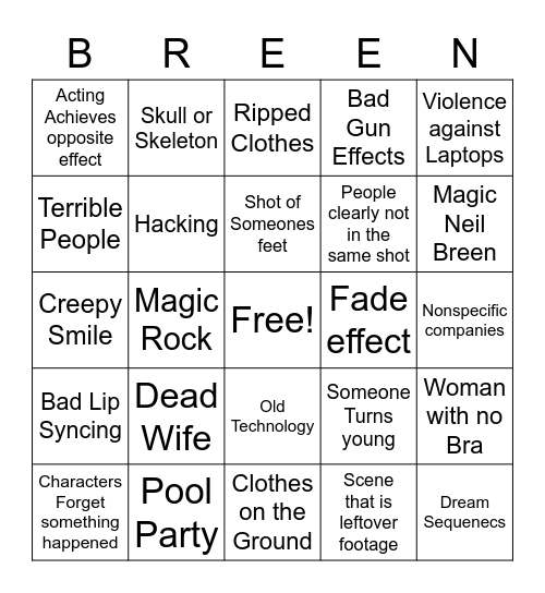 BREEN-Go Bingo Card