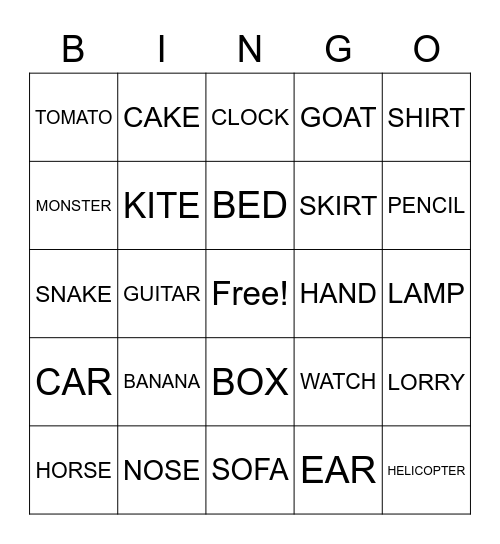 STARTERS 1 Bingo Card