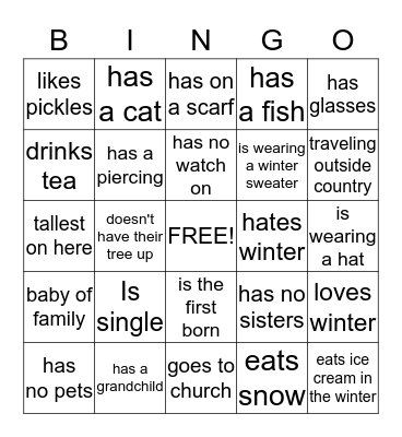 GET TO KNOW EACH BINGO Card