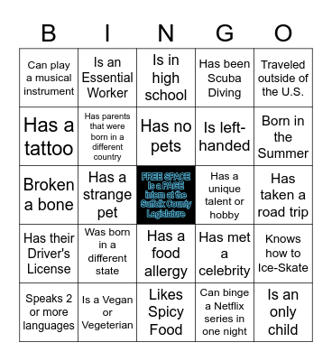PAGE SUFFOLK COUNTY LEG. 2020 Bingo Card