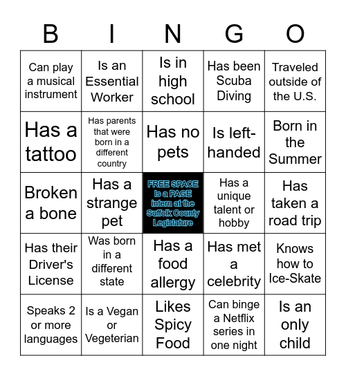 PAGE SUFFOLK COUNTY LEG. 2020 Bingo Card