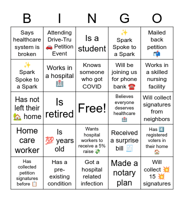 Chase Phone Bank Bingo Card