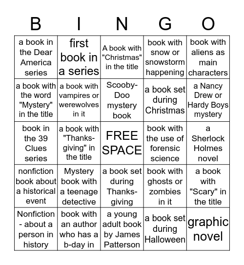 2nd 9 Weeks Reading Bingo Card