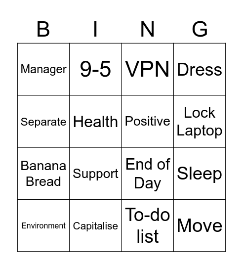 Lockdown Bingo! Bingo Card