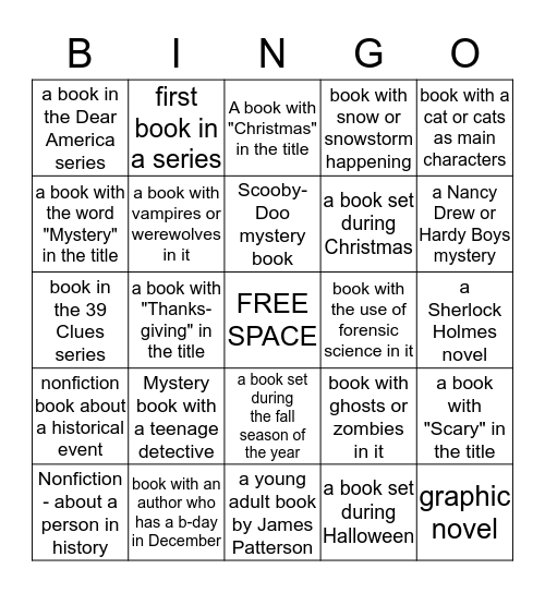 2nd 9 Weeks Reading Bingo Card