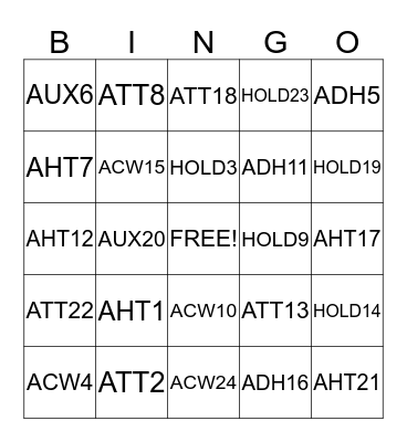CALL METRIC BINGO Card