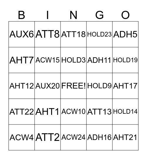 CALL METRIC BINGO Card