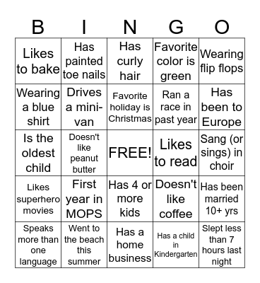 MOPS Bingo Card