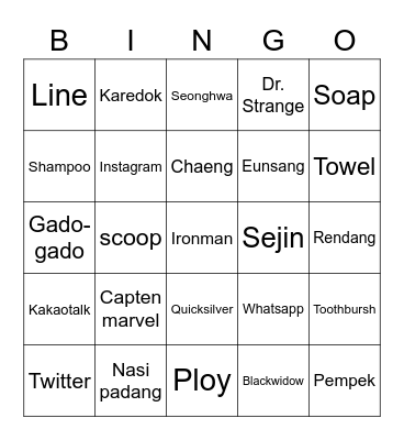 Tay's Bingo! Bingo Card