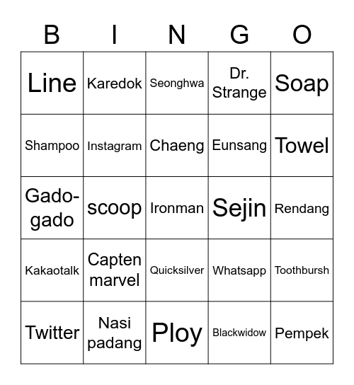 Tay's Bingo! Bingo Card