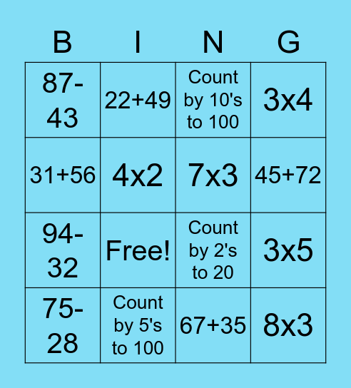 Math BINGO Card