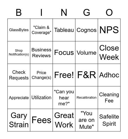 Team Huddle Bingo Card