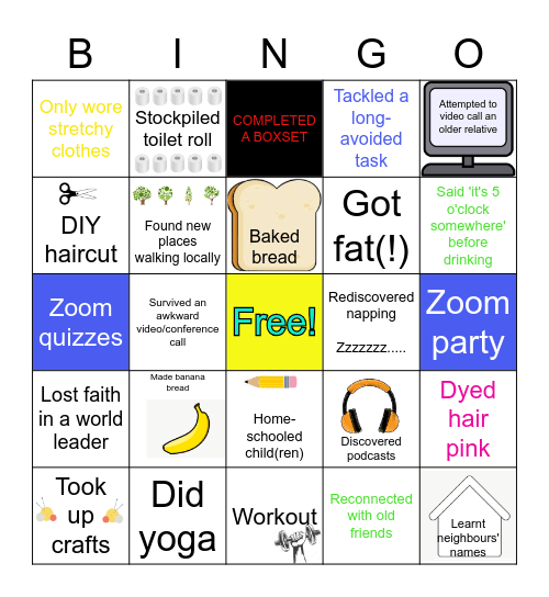 Lockdown Bingo Card