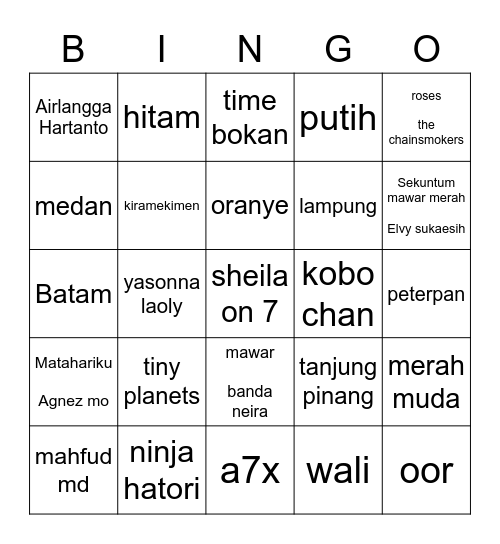 @aisrangga Bingo Card
