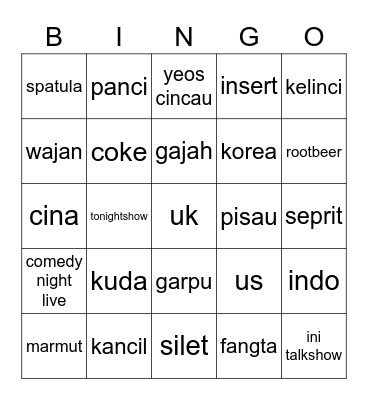 momogi Bingo Card