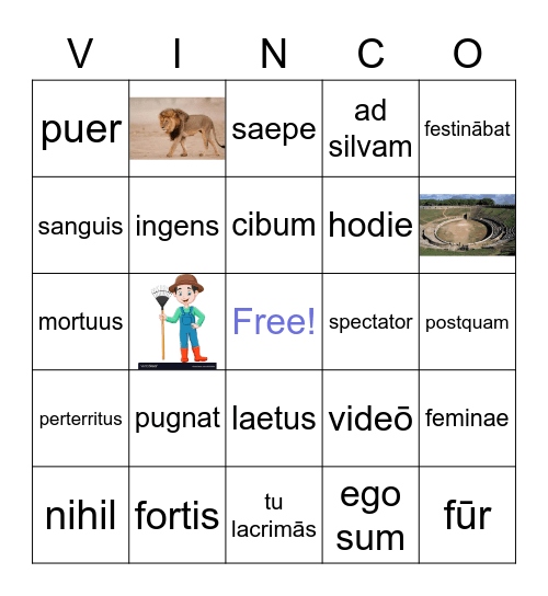 Stage 8- Gladiatōrēs Bingo Card